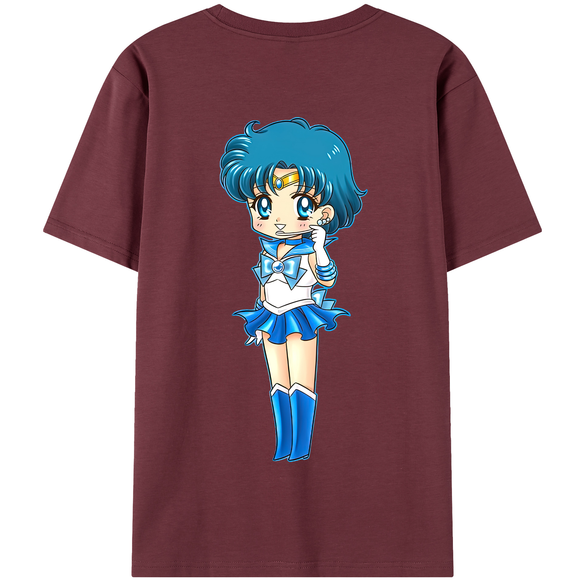 （画像用） 美少女戦士セーラームーン 水野 亜美 みずの あみ Sailor Moon Mizuno Ami 綿100％半袖Tシャツ（背面プリント）